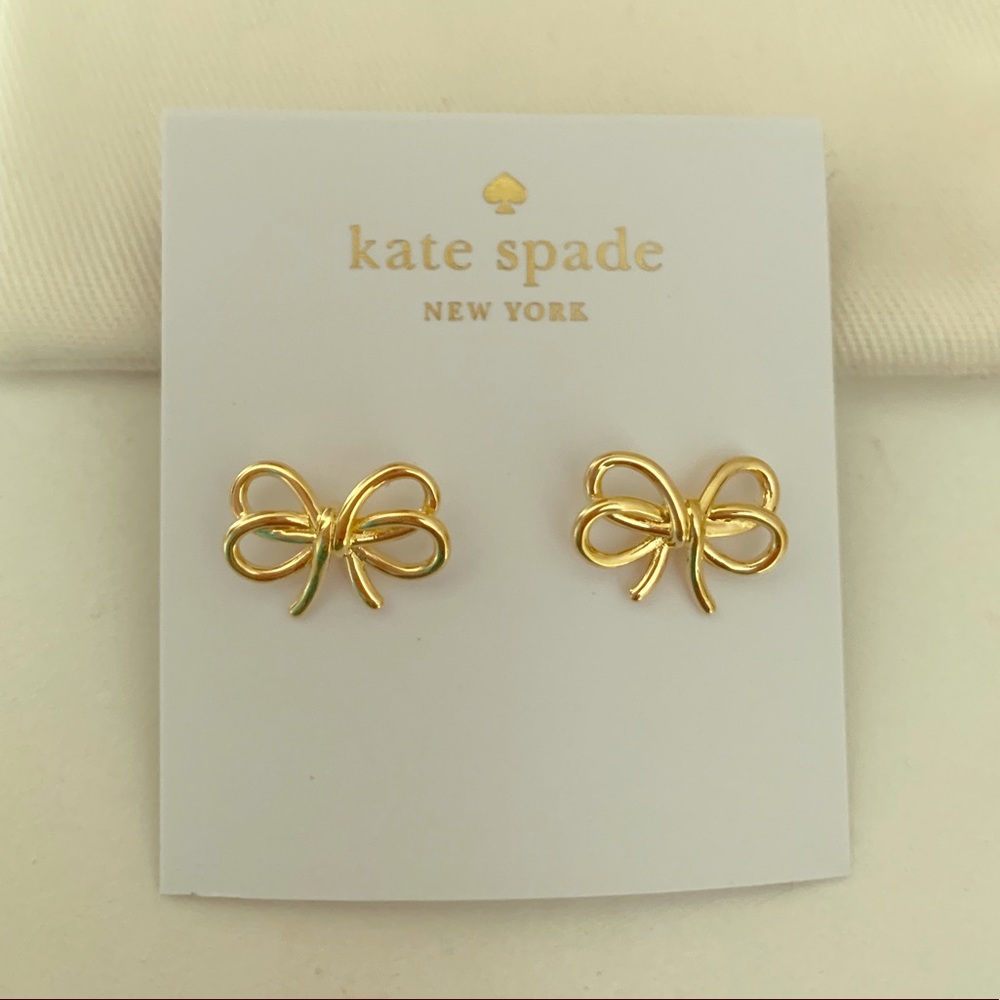 NWT Gold bow earrings by Kate Spade